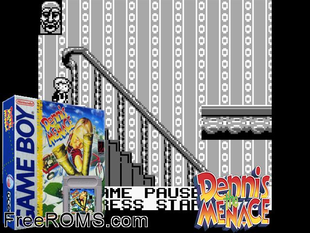 Dennis Gameboy Color game showing 3D box cover and gameplay screenshot