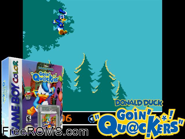Donald Duck - Quack Attack Gameboy Color game showing 3D box cover and gameplay screenshot