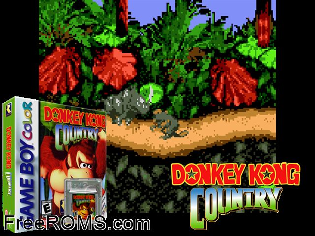 Donkey Kong Country Gameboy Color game showing 3D box cover and gameplay screenshot
