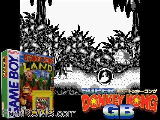 Donkey Kong Land (Japan) Gameboy Color game showing 3D box cover and gameplay screenshot