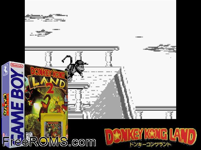 Donkey Kong Land 2 Gameboy Color game showing 3D box cover and gameplay screenshot
