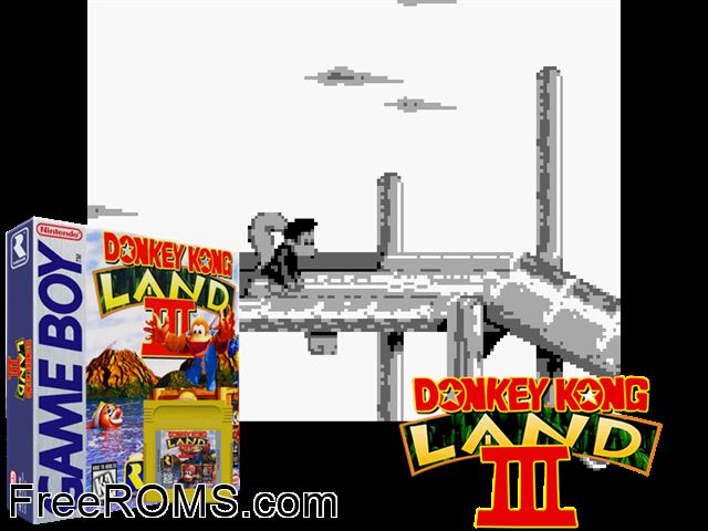 Donkey Kong Land Iii (V1.1) Gameboy Color game showing 3D box cover and gameplay screenshot