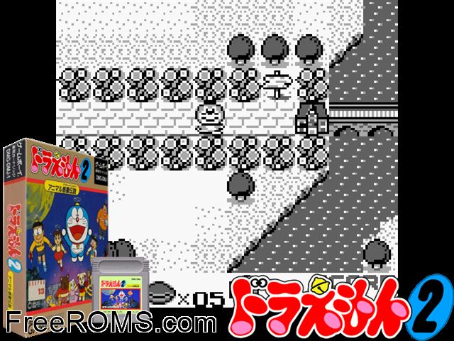 Doraemon 2 (Japan) Gameboy Color game showing 3D box cover and gameplay screenshot