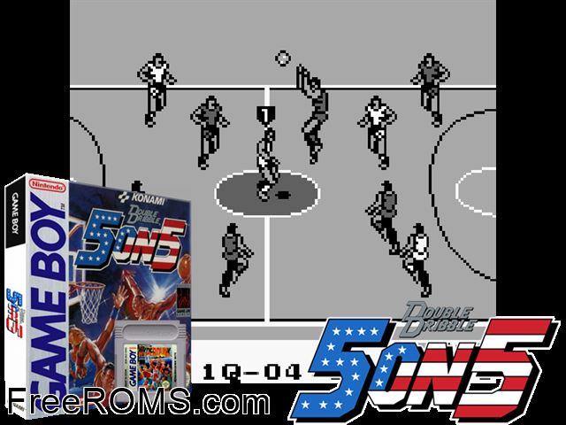 Double Dribble - 5 On 5 Gameboy Color game showing 3D box cover and gameplay screenshot