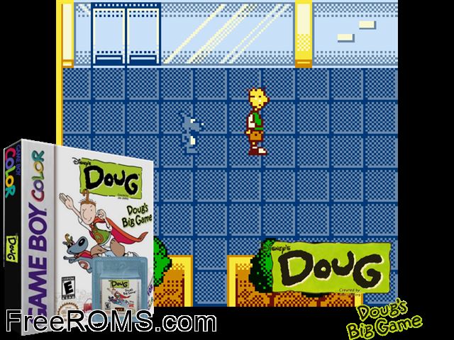 Dougs Big Game Gameboy Color game showing 3D box cover and gameplay screenshot