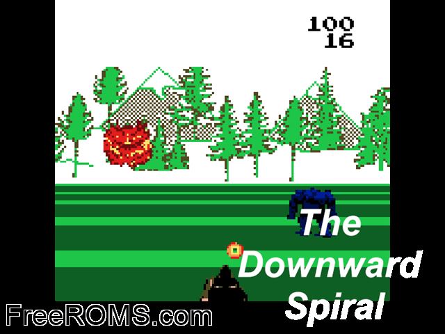 Downward Spiral, The (Public Domain) Gameboy Color game showing 3D box cover and gameplay screenshot