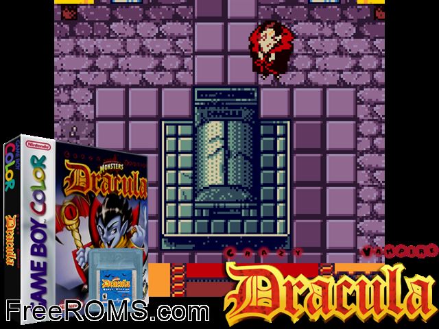 Dracula - Crazy Vampire Gameboy Color game showing 3D box cover and gameplay screenshot