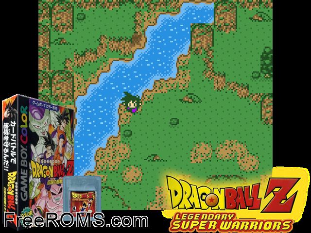 Dragon Ball Z - Densetsu No Chou Senshitachi (Japan) Gameboy Color game showing 3D box cover and gameplay screenshot