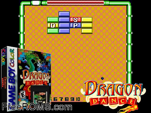 Dragon Dance Gameboy Color game showing 3D box cover and gameplay screenshot