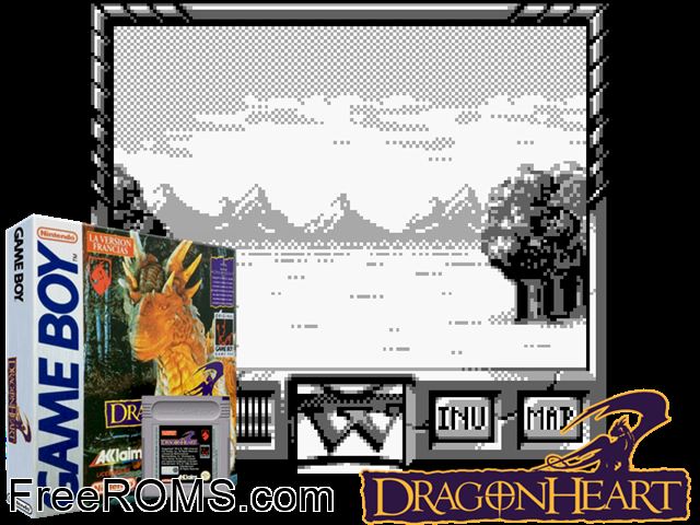 Dragon Heart (France) Gameboy Color game showing 3D box cover and gameplay screenshot