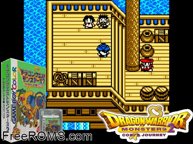 Dragon Quest Monsters 2 - Maruta No Fushigi Na Kagi - Iru No Bouken (Japan) Gameboy Color game showing 3D box cover and gameplay screenshot