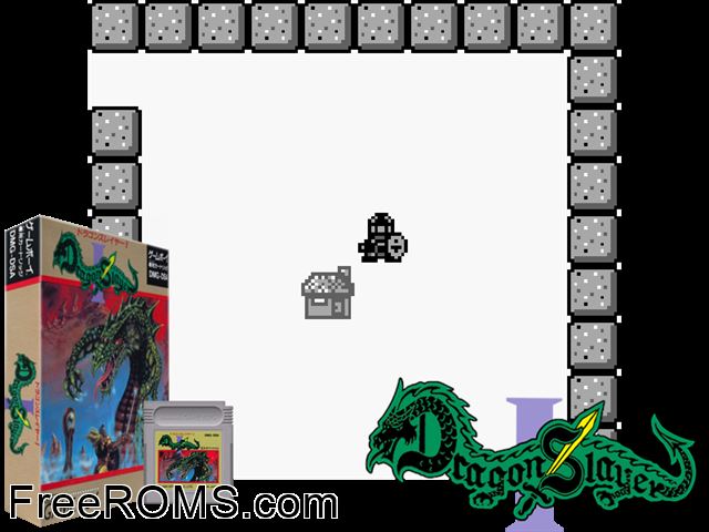 Dragon Slayer I (Japan) Gameboy Color game showing 3D box cover and gameplay screenshot