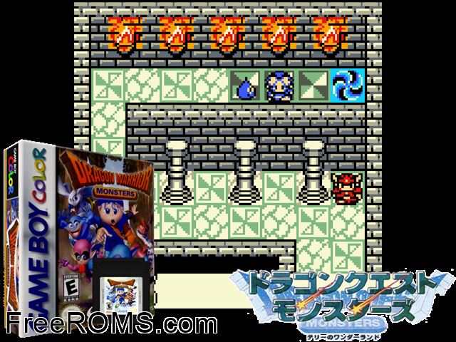 Dragon Warrior Monsters Gameboy Color game showing 3D box cover and gameplay screenshot