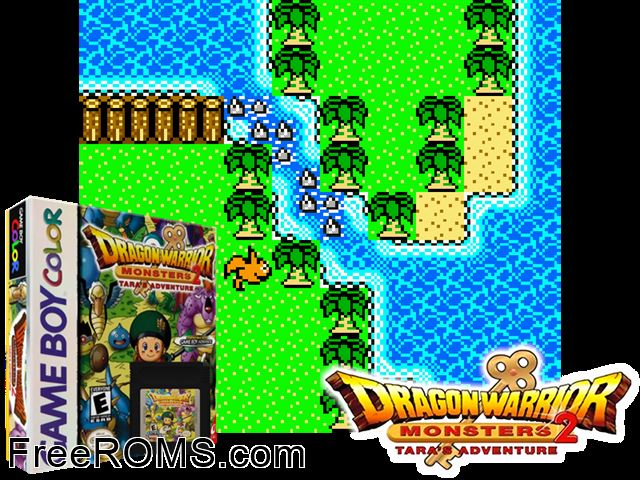 Dragon Warrior Monsters 2 - Taras Adventure Gameboy Color game showing 3D box cover and gameplay screenshot