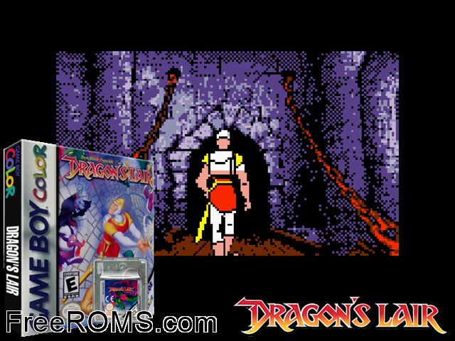 Dragons Lair Gameboy Color game showing 3D box cover and gameplay screenshot