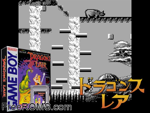 Dragons Lair - The Legend Gameboy Color game showing 3D box cover and gameplay screenshot