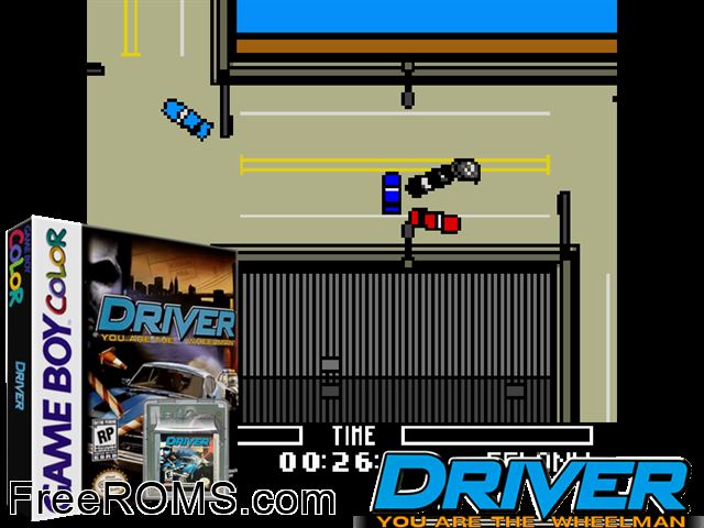 Driver - You Are The Wheelman Gameboy Color game showing 3D box cover and gameplay screenshot