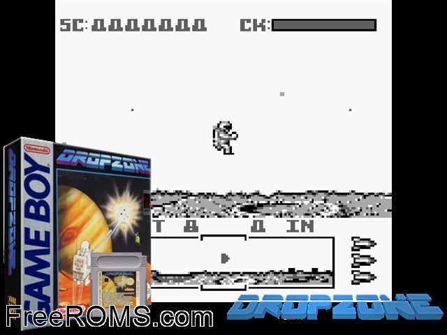 Dropzone Gameboy Color game showing 3D box cover and gameplay screenshot