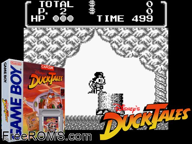Duck Tales Gameboy Color game showing 3D box cover and gameplay screenshot