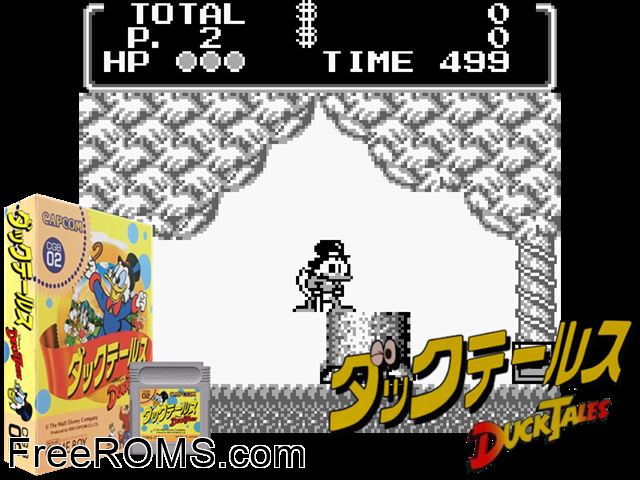 Duck Tales (Japan) Gameboy Color game showing 3D box cover and gameplay screenshot