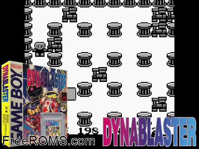 Dynablaster Gameboy Color game showing 3D box cover and gameplay screenshot