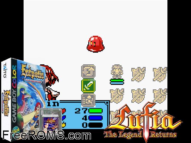 Estpolis Denki - Yomigaeru Densetsu (Japan) Gameboy Color game showing 3D box cover and gameplay screenshot