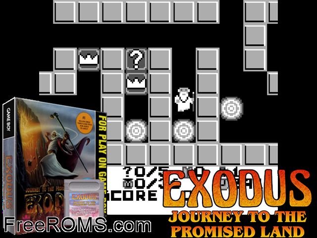 Exodus Gameboy Color game showing 3D box cover and gameplay screenshot