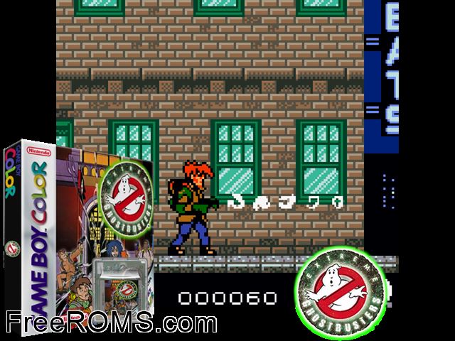 Extreme Ghostbusters Gameboy Color game showing 3D box cover and gameplay screenshot