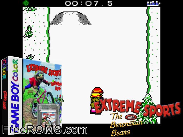 Extreme Sports With The Berenstain Bears Gameboy Color game showing 3D box cover and gameplay screenshot