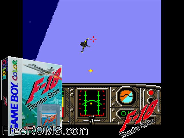 F-18 Thunder Strike Gameboy Color game showing 3D box cover and gameplay screenshot