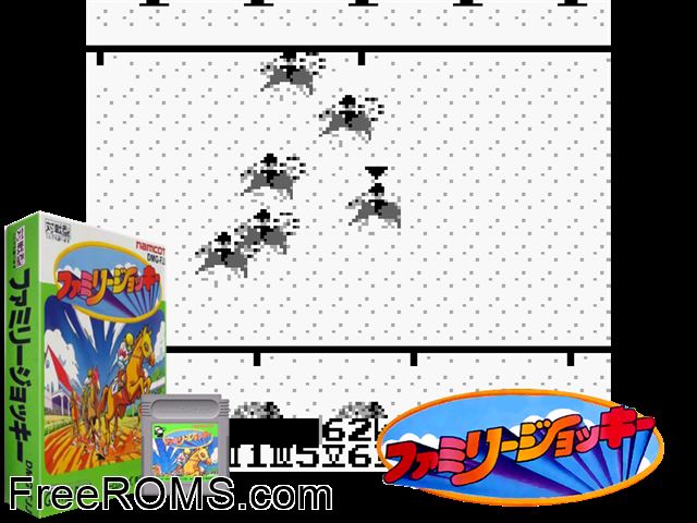 Family Jockey (Japan) Gameboy Color game showing 3D box cover and gameplay screenshot