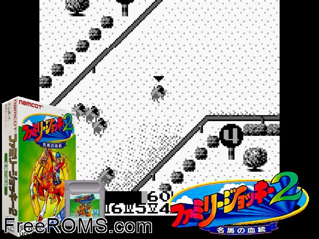 Family Jockey 2 (Japan) Gameboy Color game showing 3D box cover and gameplay screenshot