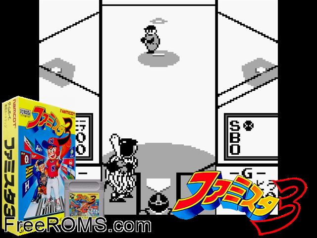 Famista 3 (Japan) Gameboy Color game showing 3D box cover and gameplay screenshot