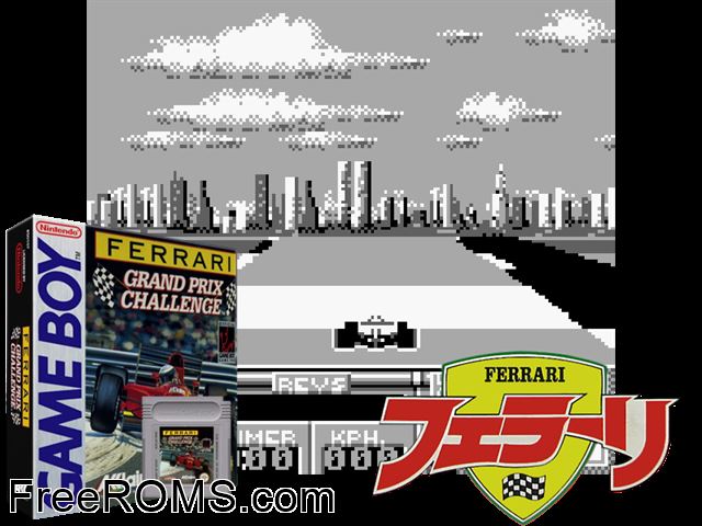 Ferrari - Grand Prix Challenge Gameboy Color game showing 3D box cover and gameplay screenshot