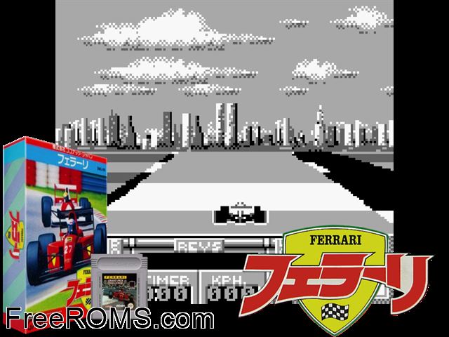 Ferrari - Grand Prix Challenge (Japan) Gameboy Color game showing 3D box cover and gameplay screenshot