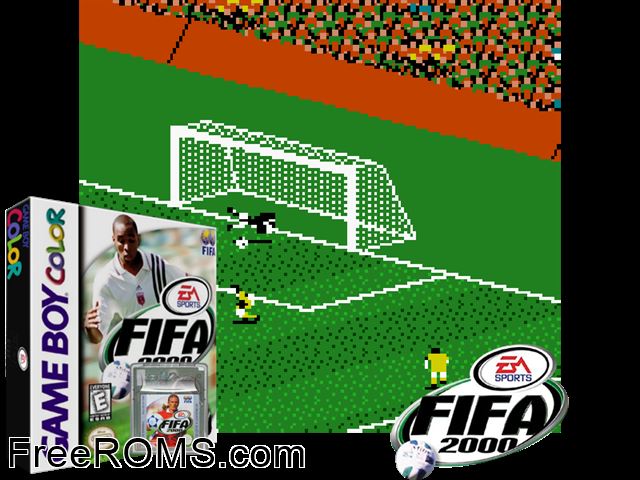 Fifa 2000 Gameboy Color game showing 3D box cover and gameplay screenshot