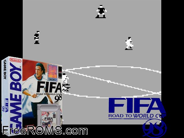 Fifa Soccer 98 - Road To The World Cup Gameboy Color game showing 3D box cover and gameplay screenshot