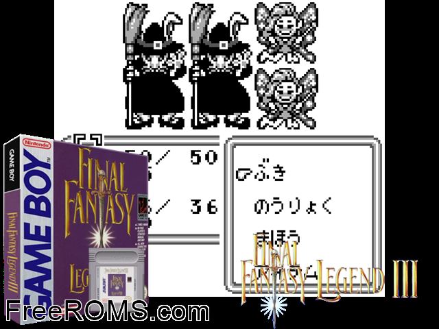 Final Fantasy Legend Iii Gameboy Color game showing 3D box cover and gameplay screenshot