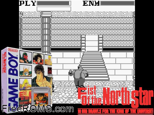 Fist Of The North Star Gameboy Color game showing 3D box cover and gameplay screenshot