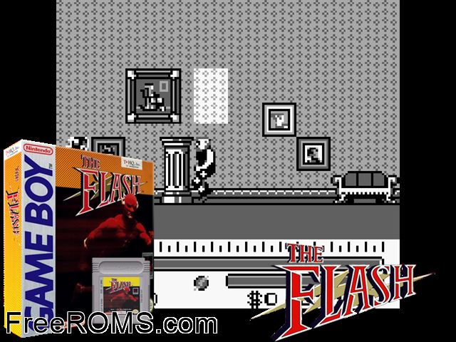Flash, The Gameboy Color game showing 3D box cover and gameplay screenshot