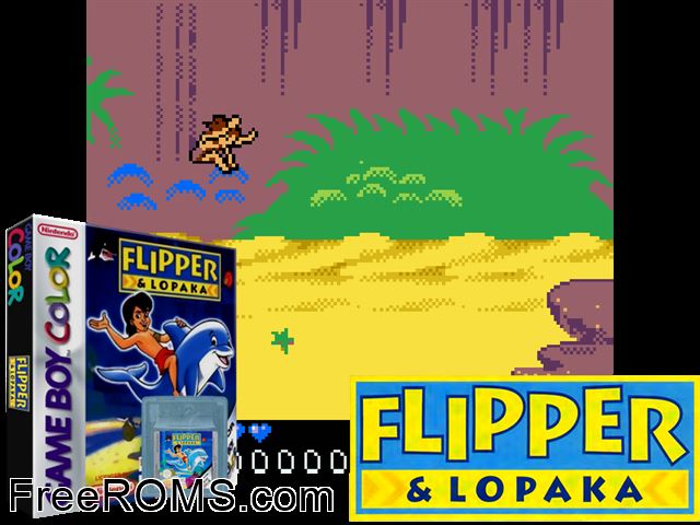 Flipper And Lopaka Gameboy Color game showing 3D box cover and gameplay screenshot