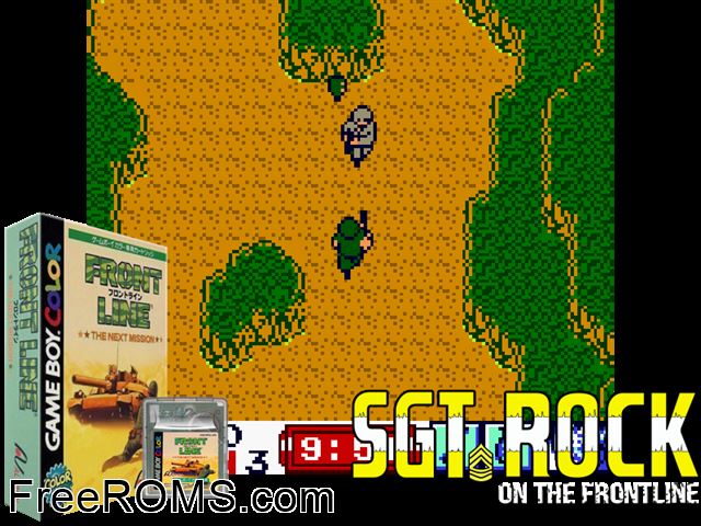 Front Line - The Next Mission (Japan) Gameboy Color game showing 3D box cover and gameplay screenshot