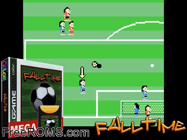 Full Time Soccer Gameboy Color game showing 3D box cover and gameplay screenshot
