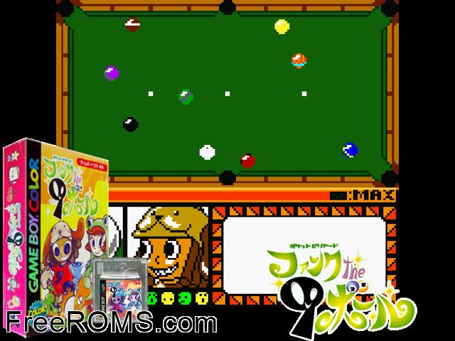 Funk The 9 Ball (Japan) Gameboy Color game showing 3D box cover and gameplay screenshot