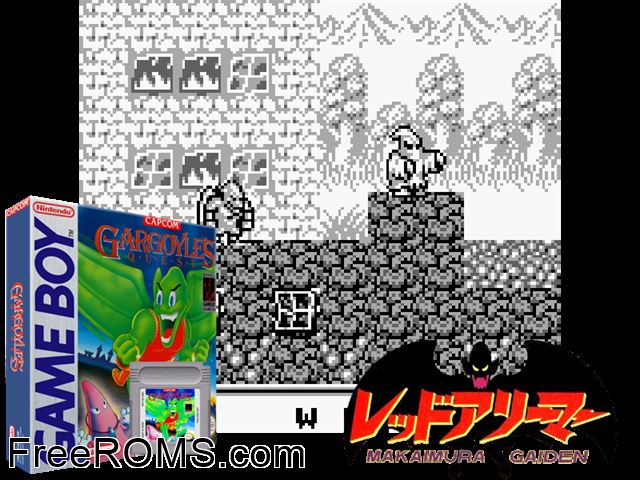 Gargoyles Quest - Ghostsn Goblins Gameboy Color game showing 3D box cover and gameplay screenshot