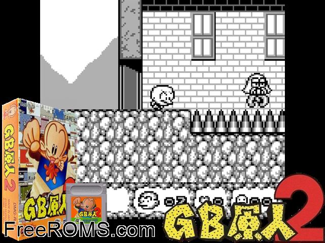 Gb Genjin 2 (Japan) Gameboy Color game showing 3D box cover and gameplay screenshot