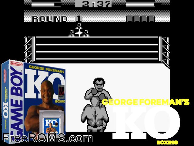 George Foremans Ko Boxing Gameboy Color game showing 3D box cover and gameplay screenshot