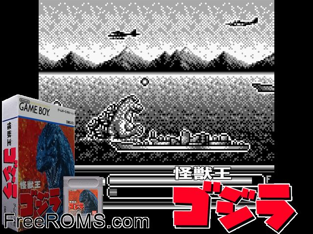 Gojira (Japan) Gameboy Color game showing 3D box cover and gameplay screenshot