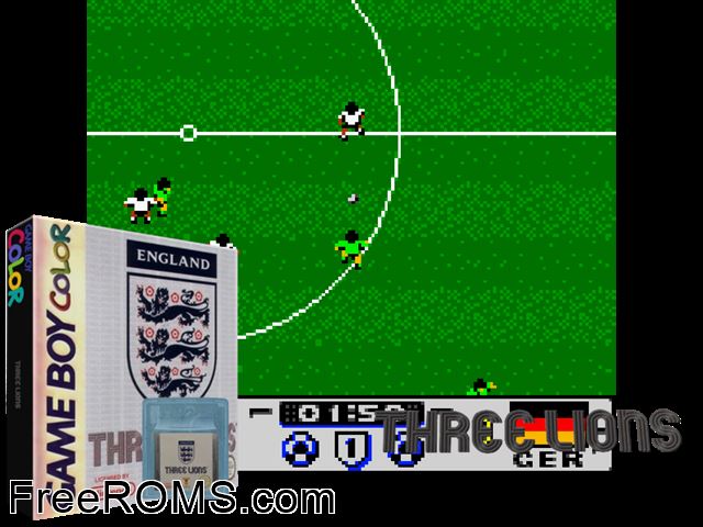 Golden Goal (Germany) Gameboy Color game showing 3D box cover and gameplay screenshot