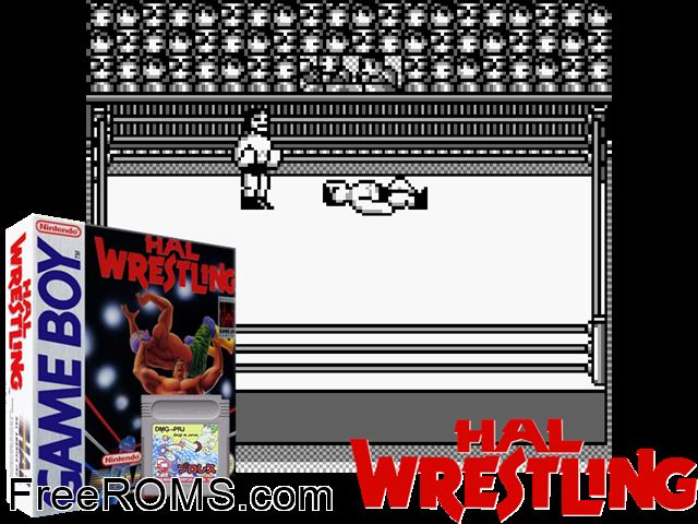 Hal Wrestling Gameboy Color game showing 3D box cover and gameplay screenshot
